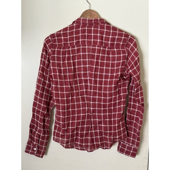 Frank & Eileen Shirt Womens XS Plaid Flannel Long Sleeve Red White Button Up - Picture 11 of 16